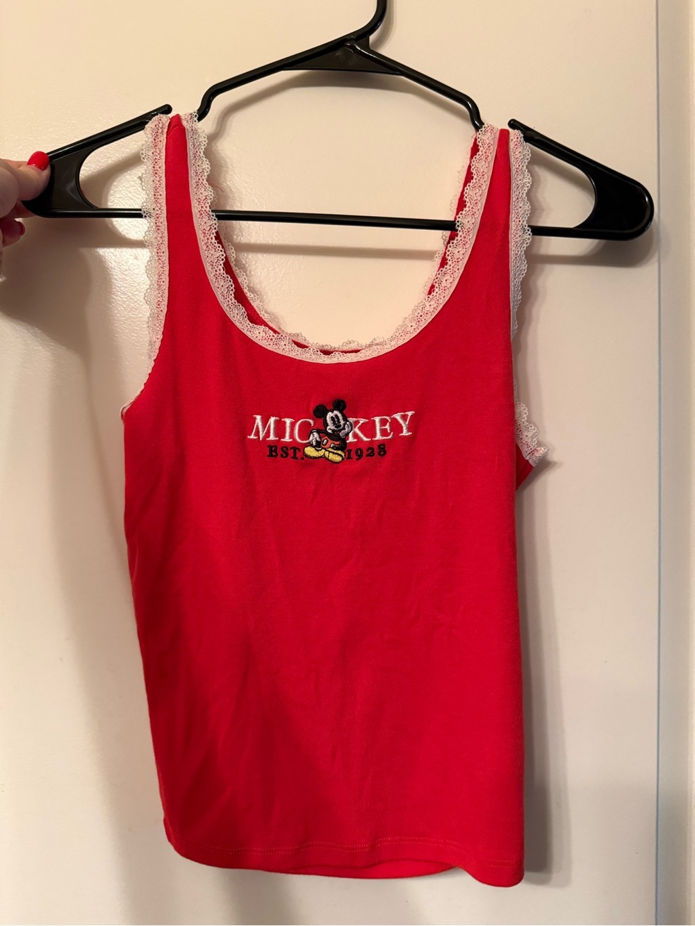 Disney Red Mickey Lace-Trim Tank Top